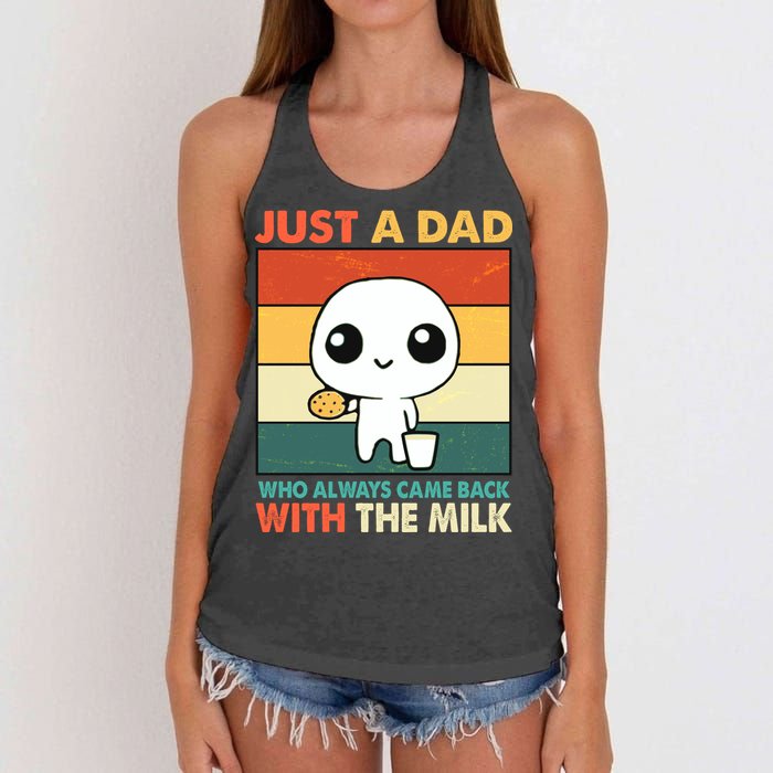 Funny Just A Dad Who Always Came Back With The Milk Women's Knotted Racerback Tank
