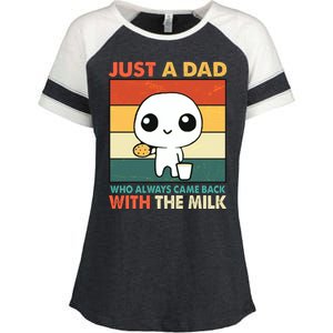 Funny Just A Dad Who Always Came Back With The Milk Enza Ladies Jersey Colorblock Tee