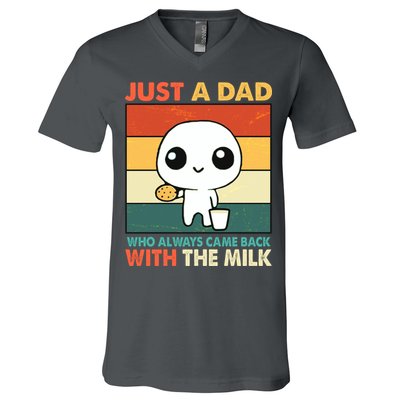 Funny Just A Dad Who Always Came Back With The Milk V-Neck T-Shirt
