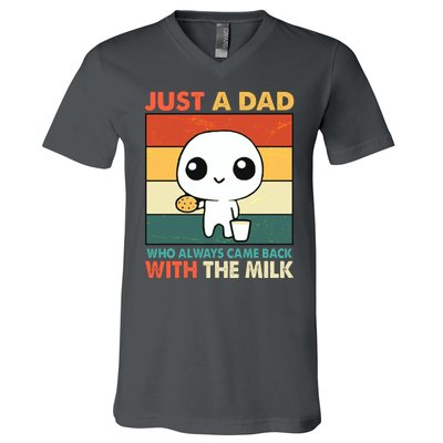 Funny Just A Dad Who Always Came Back With The Milk V-Neck T-Shirt