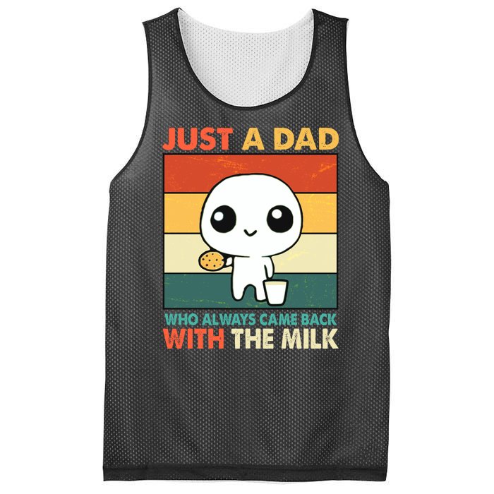 Funny Just A Dad Who Always Came Back With The Milk Mesh Reversible Basketball Jersey Tank