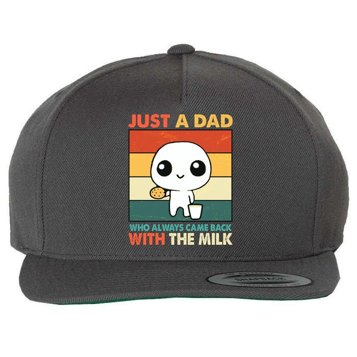 Funny Just A Dad Who Always Came Back With The Milk Wool Snapback Cap