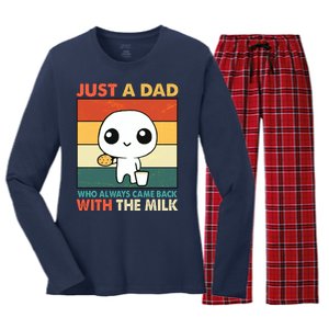 Funny Just A Dad Who Always Came Back With The Milk Women's Long Sleeve Flannel Pajama Set 