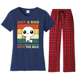 Funny Just A Dad Who Always Came Back With The Milk Women's Flannel Pajama Set