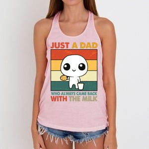 Funny Just A Dad Who Always Came Back With The Milk Women's Knotted Racerback Tank