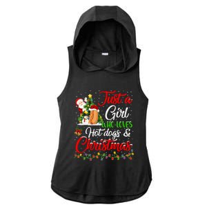 Funny Just A Who Loves Hot Dogs And Christmas Gift Ladies PosiCharge Tri-Blend Wicking Draft Hoodie Tank