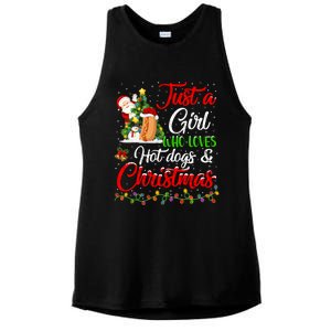 Funny Just A Who Loves Hot Dogs And Christmas Gift Ladies PosiCharge Tri-Blend Wicking Tank