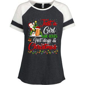 Funny Just A Who Loves Hot Dogs And Christmas Gift Enza Ladies Jersey Colorblock Tee