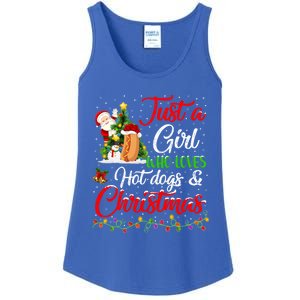 Funny Just A Who Loves Hot Dogs And Christmas Gift Ladies Essential Tank