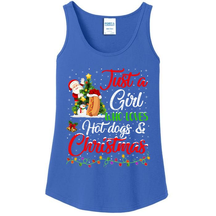 Funny Just A Who Loves Hot Dogs And Christmas Gift Ladies Essential Tank