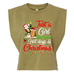 Funny Just A Who Loves Hot Dogs And Christmas Gift Garment-Dyed Women's Muscle Tee