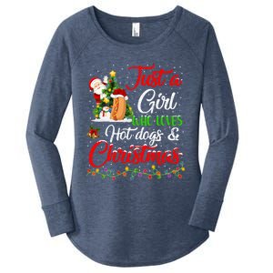 Funny Just A Who Loves Hot Dogs And Christmas Gift Women's Perfect Tri Tunic Long Sleeve Shirt