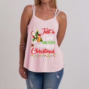 Funny Just A Who Loves Hot Dogs And Christmas Gift Women's Strappy Tank