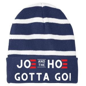 Funny Joe And The Hoe Gotta Go #FJB Design Striped Beanie with Solid Band