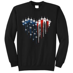 Fighter Jet Airplane American Flag Heart Sweatshirt