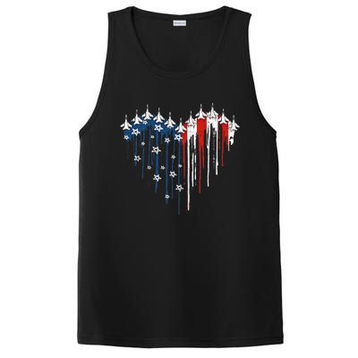 Fighter Jet Airplane American Flag Heart PosiCharge Competitor Tank