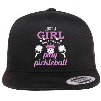Funny Just A Girl Who Loves To Play Pickleball Flatbill Hat