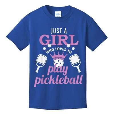 Funny Just A Girl Who Loves To Play Pickleball Kids T-Shirt