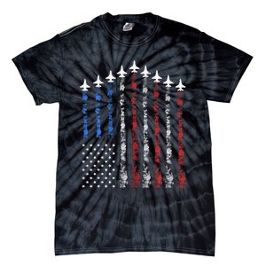 Fighter Jet Airplane Usa Flag Tie-Dye T-Shirt