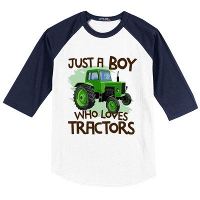 Farm Just A Boy Who Loves Tractors Gift Baseball Sleeve Shirt