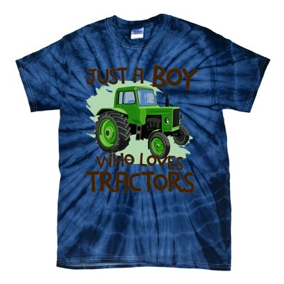 Farm Just A Boy Who Loves Tractors Gift Tie-Dye T-Shirt