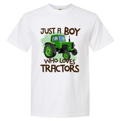 Farm Just A Boy Who Loves Tractors Gift Garment-Dyed Heavyweight T-Shirt