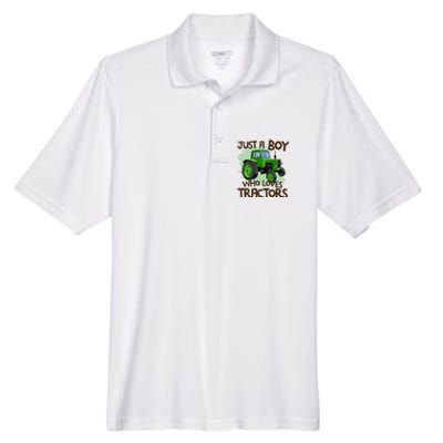 Farm Just A Boy Who Loves Tractors Gift Men's Origin Performance Pique Polo