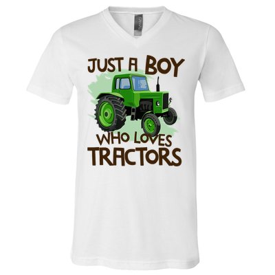 Farm Just A Boy Who Loves Tractors Gift V-Neck T-Shirt