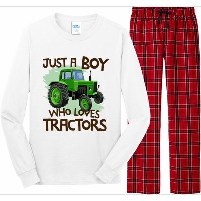 Farm Just A Boy Who Loves Tractors Gift Long Sleeve Pajama Set