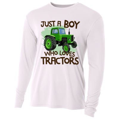 Farm Just A Boy Who Loves Tractors Gift Cooling Performance Long Sleeve Crew