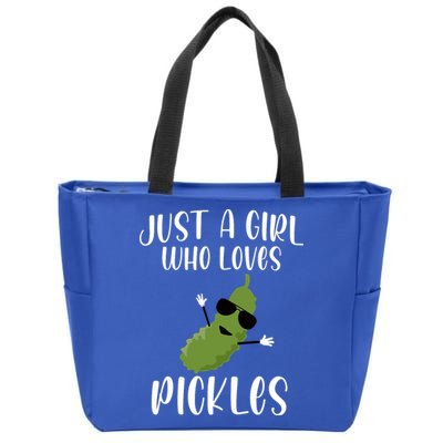 Funny Just A Girl Who Loves Pickles Gift Pickle Gift Zip Tote Bag