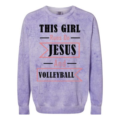 Funny Jesus And Volleyball Christian Sports Quote Women Colorblast Crewneck Sweatshirt