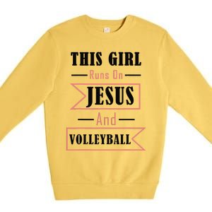 Funny Jesus And Volleyball Christian Sports Quote Women Premium Crewneck Sweatshirt