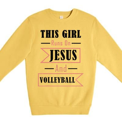 Funny Jesus And Volleyball Christian Sports Quote Women Premium Crewneck Sweatshirt