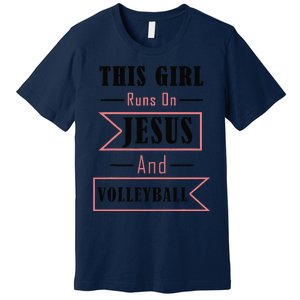 Funny Jesus And Volleyball Christian Sports Quote Women Premium T-Shirt