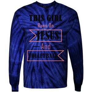 Funny Jesus And Volleyball Christian Sports Quote Women Tie-Dye Long Sleeve Shirt