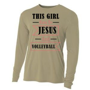 Funny Jesus And Volleyball Christian Sports Quote Women Cooling Performance Long Sleeve Crew