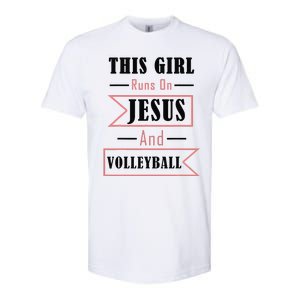 Funny Jesus And Volleyball Christian Sports Quote Women Softstyle CVC T-Shirt