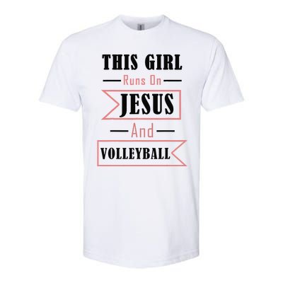 Funny Jesus And Volleyball Christian Sports Quote Women Softstyle CVC T-Shirt