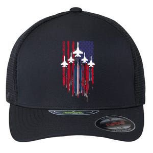 Fighter Jet Airplane American Flag Patriotic Flexfit Unipanel Trucker Cap