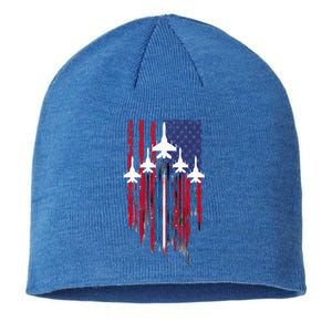 Fighter Jet Airplane American Flag Patriotic Sustainable Beanie