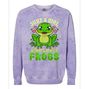 Frog Just A Girl Who Loves Frogs Funny Frog Lover Gift Colorblast Crewneck Sweatshirt