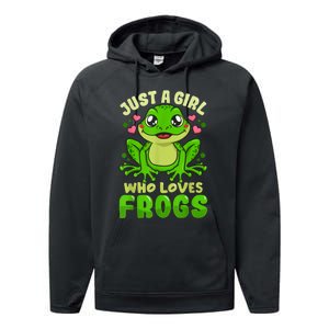 Frog Just A Girl Who Loves Frogs Funny Frog Lover Gift Performance Fleece Hoodie