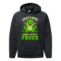 Frog Just A Girl Who Loves Frogs Funny Frog Lover Gift Performance Fleece Hoodie