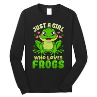 Frog Just A Girl Who Loves Frogs Funny Frog Lover Gift Long Sleeve Shirt