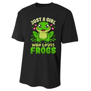 Frog Just A Girl Who Loves Frogs Funny Frog Lover Gift Performance Sprint T-Shirt