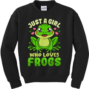 Frog Just A Girl Who Loves Frogs Funny Frog Lover Gift Kids Sweatshirt