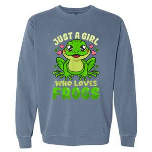 Frog Just A Girl Who Loves Frogs Funny Frog Lover Gift Garment-Dyed Sweatshirt