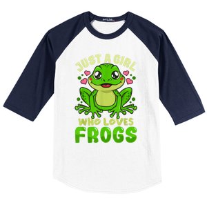 Frog Just A Girl Who Loves Frogs Funny Frog Lover Gift Baseball Sleeve Shirt