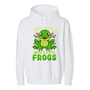 Frog Just A Girl Who Loves Frogs Funny Frog Lover Gift Garment-Dyed Fleece Hoodie